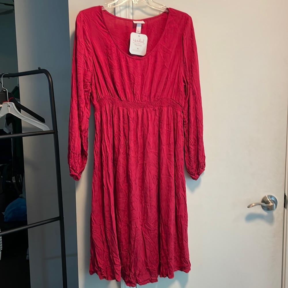 Isabel Maternity L Red Long Sleeve Dress